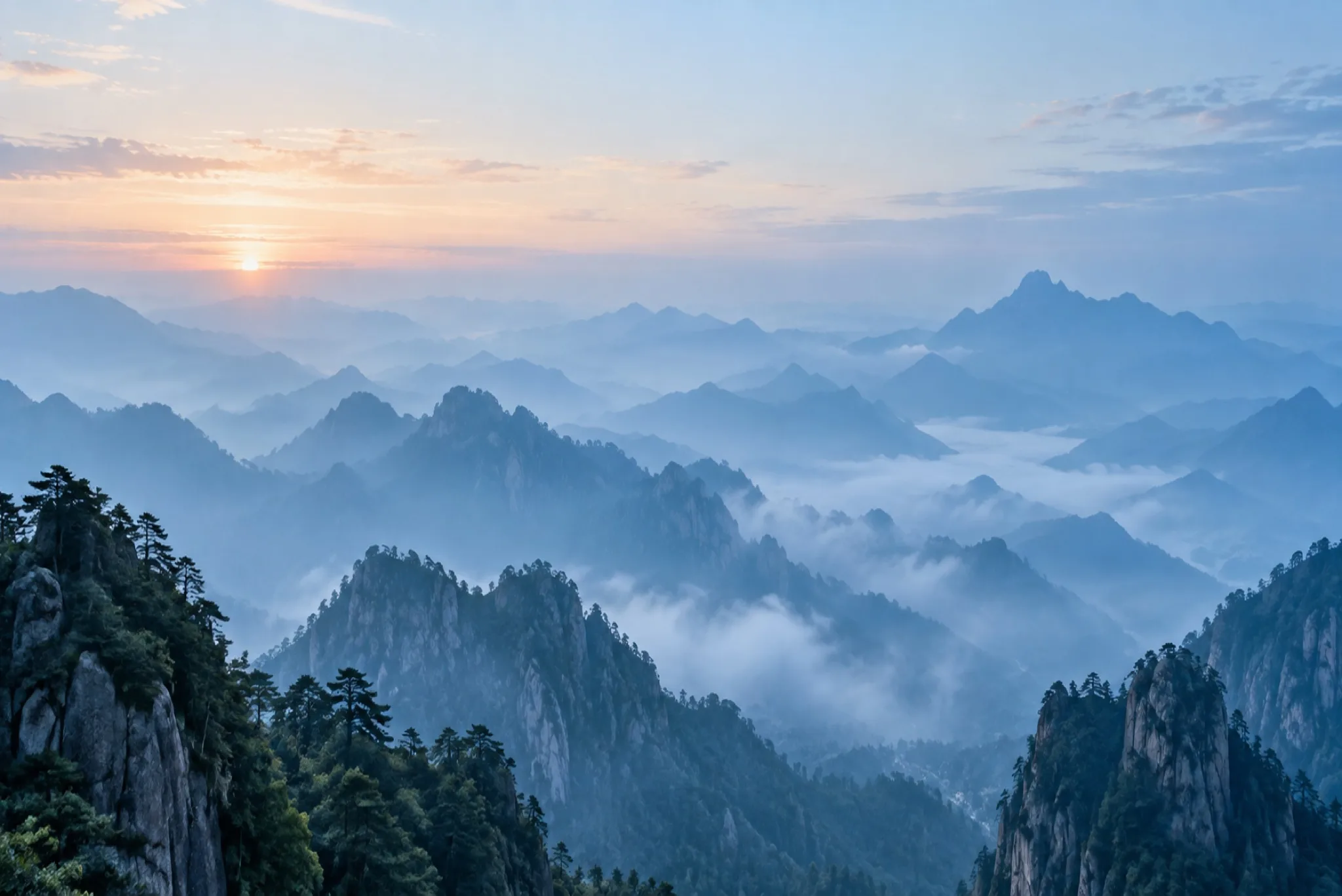 Mountain landscape near a Chinese medical centre